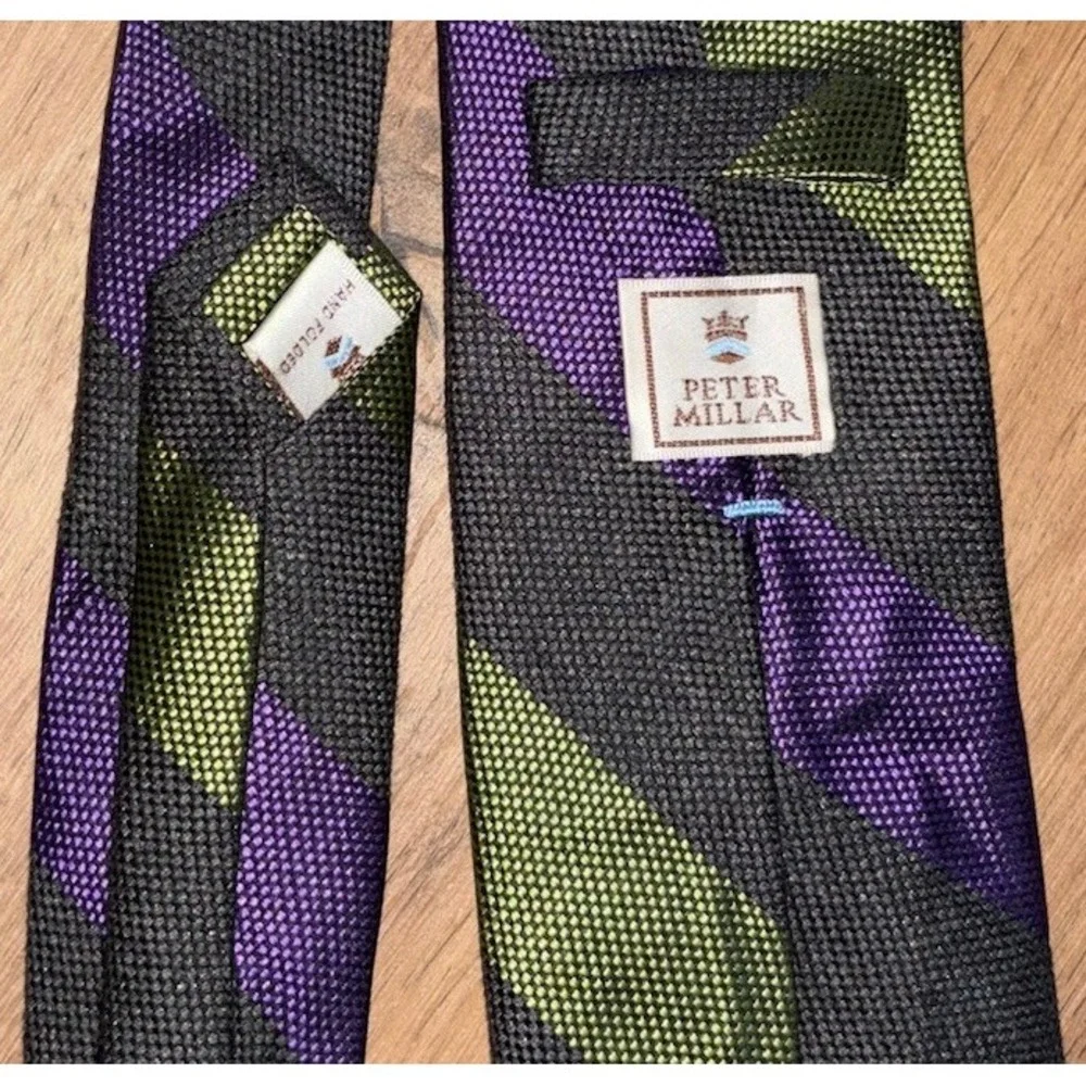 Peter Millar Silk Tie Striped Repp Classic Hand Folded Designer